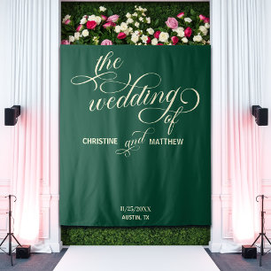 Elegant Calligraphy Teal Wedding Backdrop