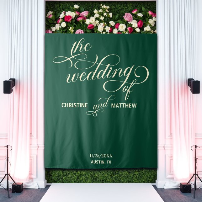Elegant Calligraphy Teal Wedding Backdrop (Creator Uploaded)