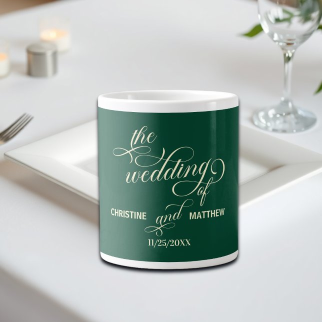 Elegant Calligraphy Teal Wedding Gift Giant Coffee Mug (Creator Uploaded)