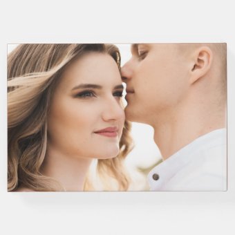Elegant Calligraphy Terracotta Photo Wedding Guest Book Zazzle