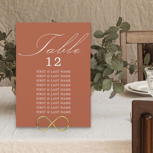 Elegant Calligraphy Terracotta Table Seating Card