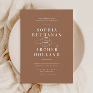 Elegant Calligraphy Terracotta Wedding Invitation