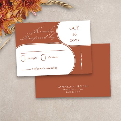 Elegant Calligraphy Terracotta Wedding RSVP Card