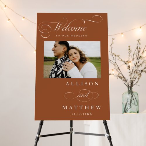 Elegant Calligraphy Terracotta Wedding Welcome  Foam Board