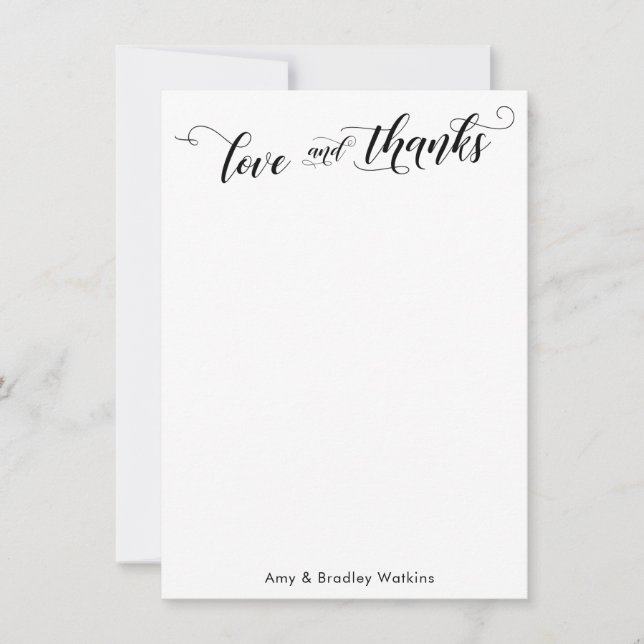 Elegant Calligraphy Thank You Black on White Plain (Front)