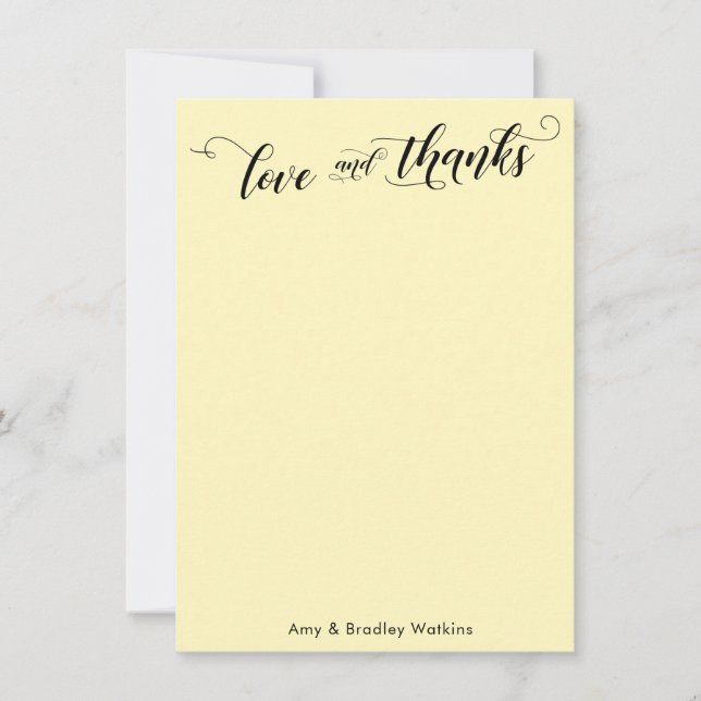 Elegant Calligraphy Thank You Pale Yellow (Front)