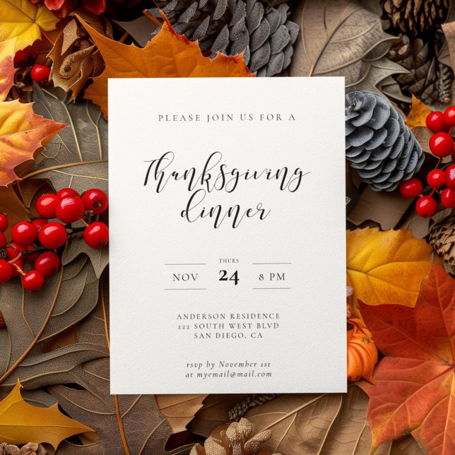 Elegant calligraphy Thanksgiving dinner Invitation (Creator Uploaded)