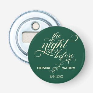 Elegant Calligraphy The Night Before Teal Favor Bottle Opener