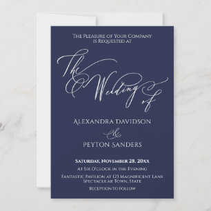 Elegant Calligraphy The Wedding of Navy Reception Invitation