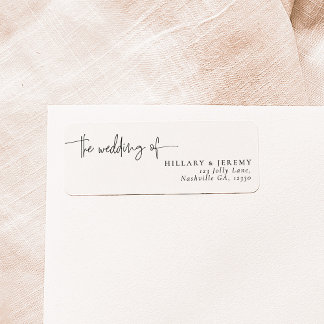 Elegant Calligraphy the wedding of Return Address Label