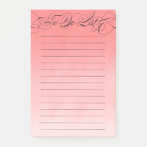 Elegant Calligraphy To Do List Coral Pink Ombre Post_it Notes
