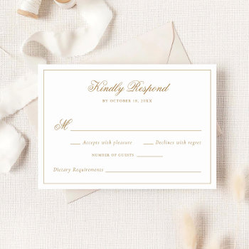 Elegant Calligraphy Traditional Gold Wedding Rsvp Invitation by HannahMaria at Zazzle