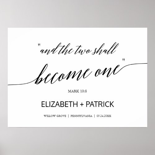 Elegant Calligraphy Two Become One Welcome Poster