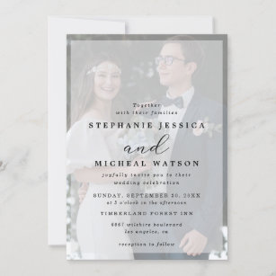  Elegant Calligraphy Vellum Photo Overlay Wedding  Invitation