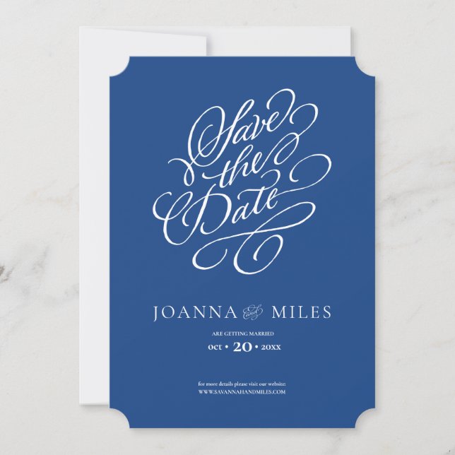 Elegant Calligraphy Vertical Marseille Bleu Invitation (Front)