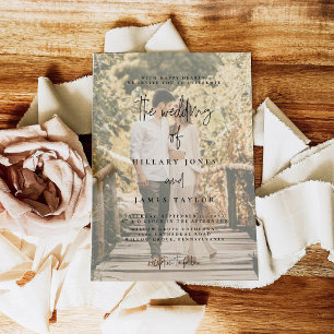 Elegant Calligraphy Vintage Faded Photo invitation
