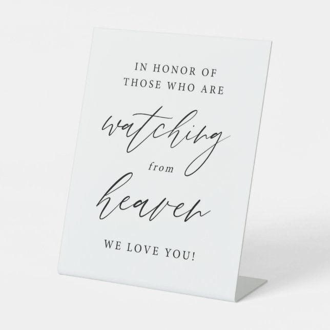 Elegant Calligraphy Watching From Heaven Memorial Pedestal Sign (Front)