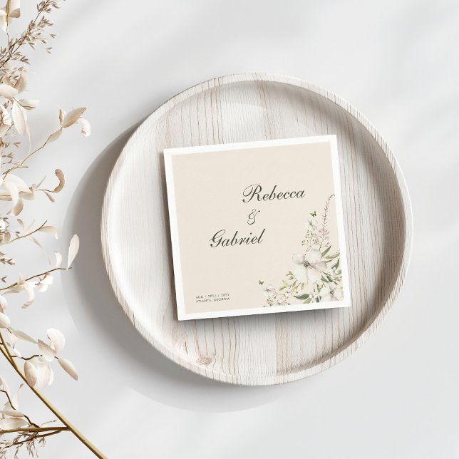 Elegant Calligraphy Watercolor Floral Wedding Napkins (Creator Uploaded)