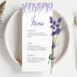 Elegant Calligraphy Watercolor Lavender Wedding Menu<br><div class="desc">Celebrate your special day with a touch of elegance and a hint of romance using this Wedding Flat Menu. Designed with meticulous attention to detail, this menu adds a pop of sophistication to your wedding reception. Crafted on high-quality, smooth cardstock, our Flat Menu exudes a premium feel that complements the...</div>