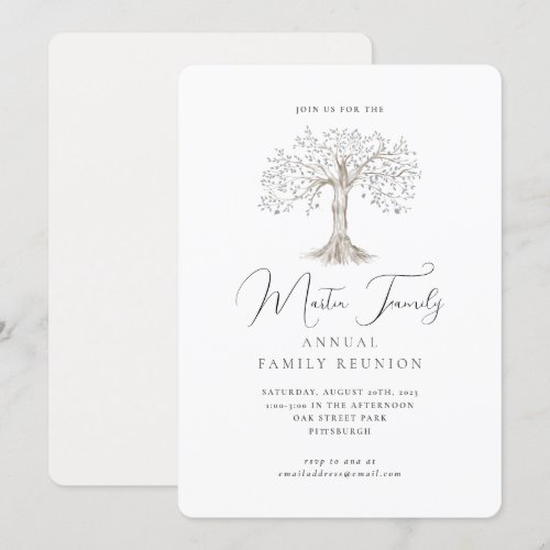 Elegant Calligraphy Watercolor Tree Family Reunion