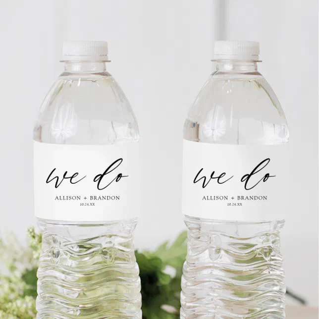 Elegant Calligraphy We Do Wedding Water Bottle Label 