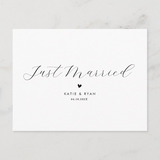 elegant calligraphy wedding announcement postcard (Front)