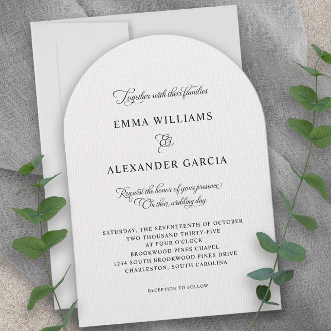 Elegant Calligraphy Wedding Black White Arch Invitation (Elegant Calligraphy Wedding Black White Arch Invitation)