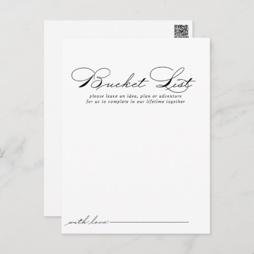 Elegant Calligraphy Wedding Bucket List Cards