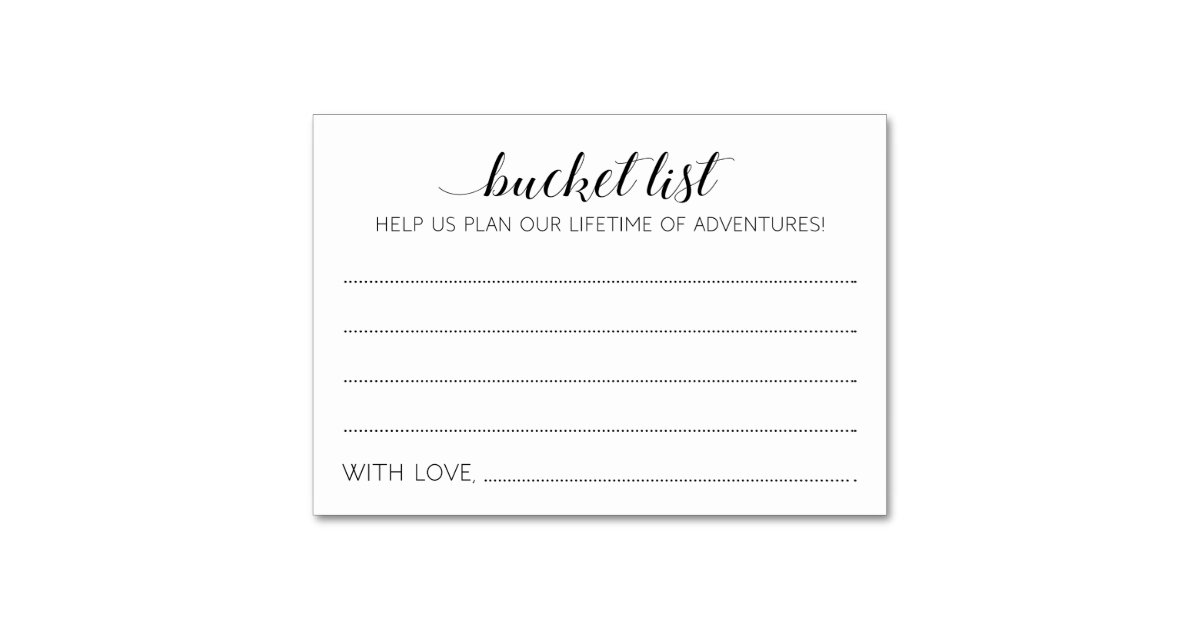 Elegant Calligraphy Wedding Bucket List Idea Cards ...