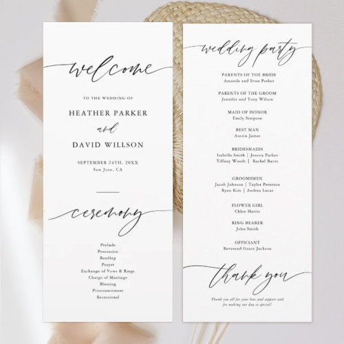 Elegant Calligraphy Wedding Ceremony Program