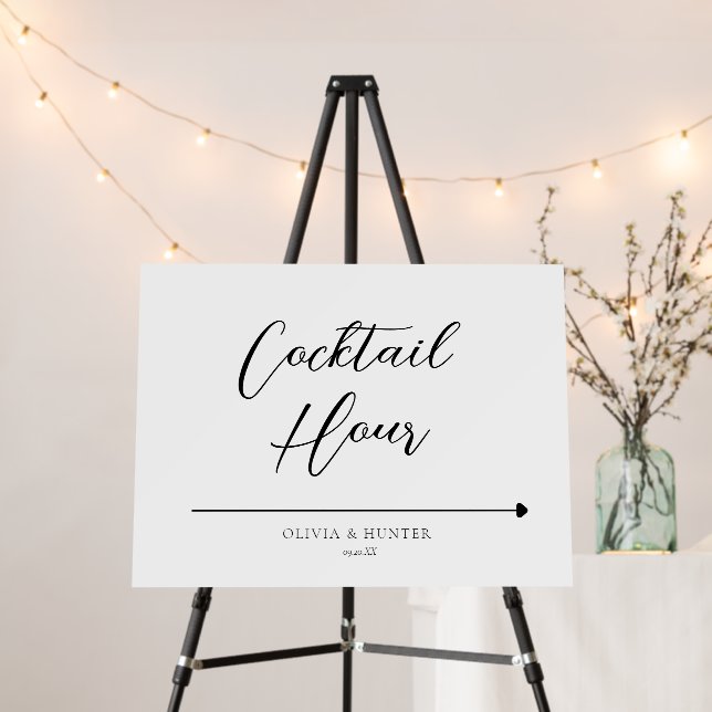 Elegant Calligraphy Wedding Cocktail Hour Sign (In Situ (Stand))