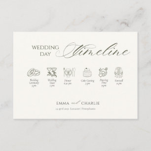 Elegant Calligraphy  Wedding Day Timeline Enclosure Card