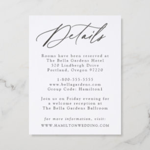 Elegant Calligraphy Wedding Details Letterpress Enclosure Card