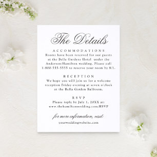 Elegant Calligraphy Wedding Details Letterpress Enclosure Card