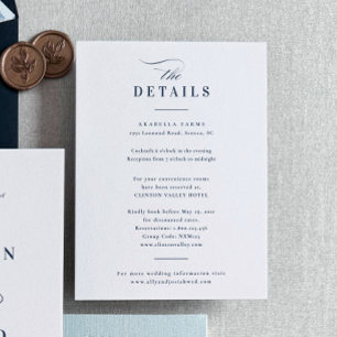 Elegant Calligraphy Wedding Details Letterpress Enclosure Card