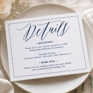 Elegant Calligraphy Wedding Details Letterpress Enclosure Card