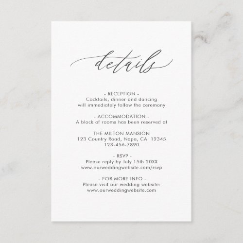 Elegant Calligraphy Wedding Details with QR Code Enclosure Card