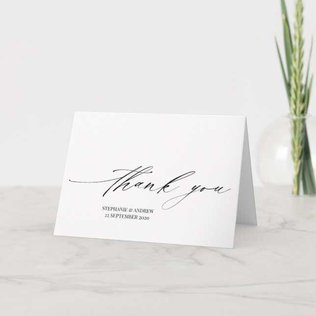 Elegant Calligraphy Wedding Engagement Thank You Card (Front)