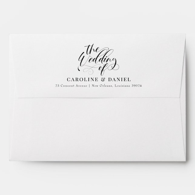 Elegant Calligraphy Wedding Envelope (Back (Top Flap))
