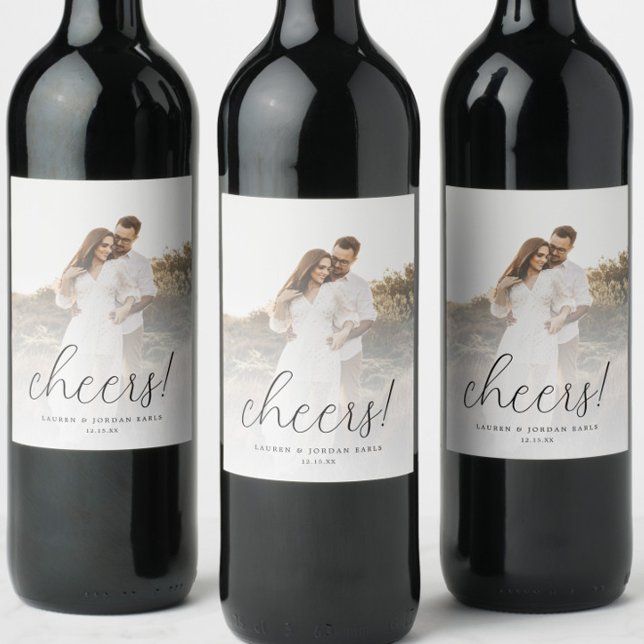 Elegant Calligraphy Wedding Favor Photo Wine Label (Creator Uploaded)