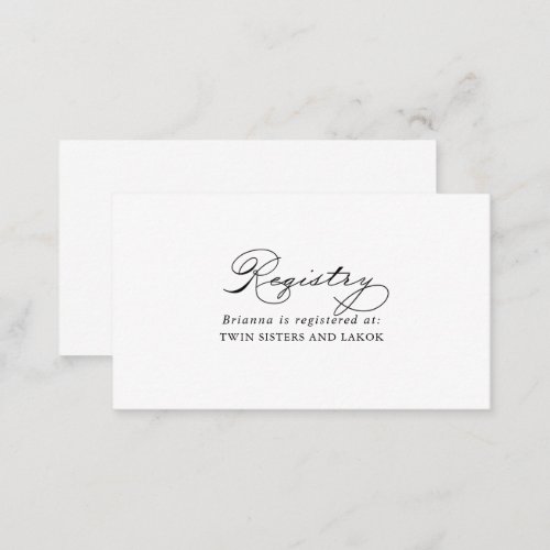 Elegant Calligraphy Wedding Gift Registry  Enclosure Card