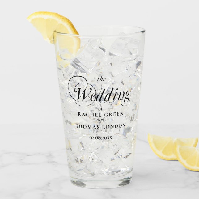 Elegant Calligraphy Wedding Glass (Front Ice)