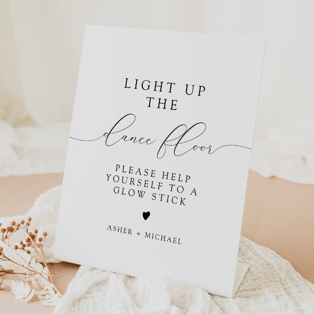 Elegant Calligraphy Wedding Glow Stick Pedestal Sign (Creator Uploaded)
