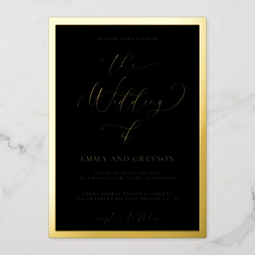 Elegant Calligraphy Wedding Gold Foil Invitation