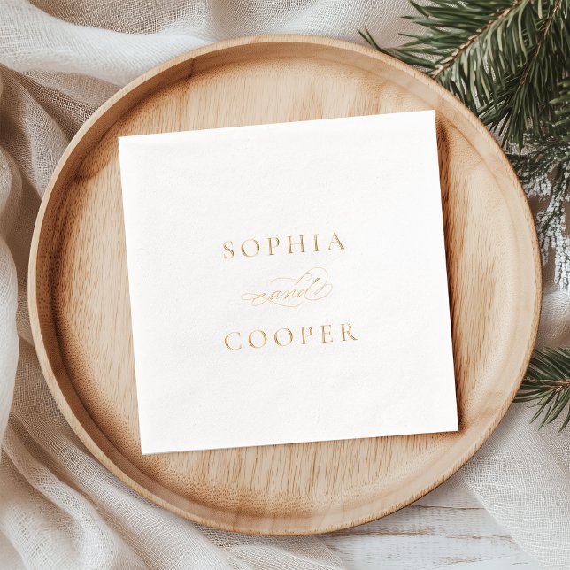 Elegant Calligraphy Wedding Gold Foil Napkins (Creator Uploaded)