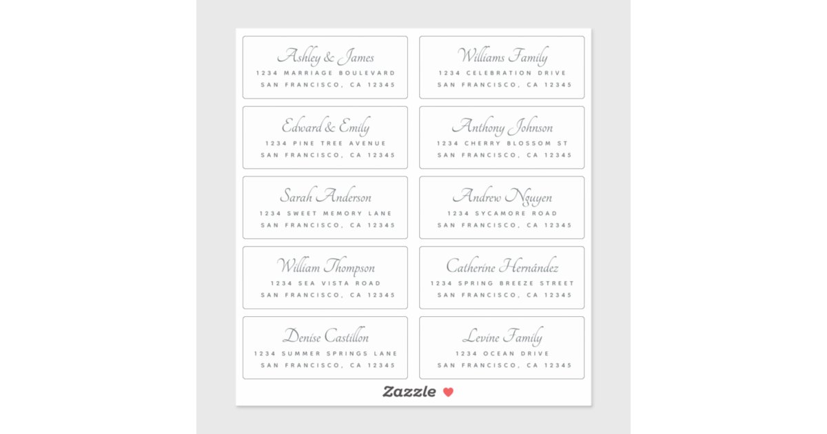 Elegant Calligraphy Wedding Guest Address Labels Zazzle