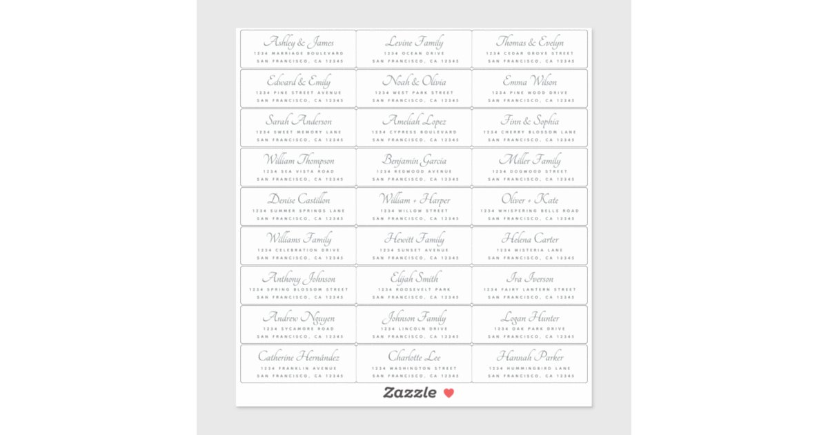 Elegant Calligraphy Wedding Guest Address Labels | Zazzle