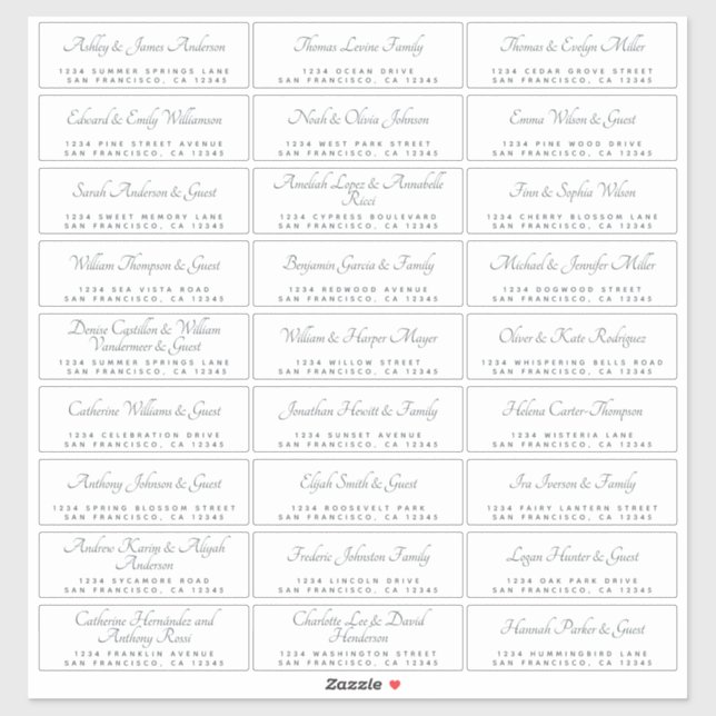 Elegant Calligraphy Wedding Guest Address Labels (Sheet)