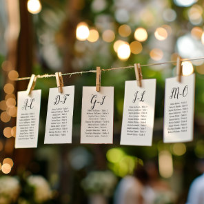Elegant Calligraphy Wedding Guest by Last Name D-F Invitation