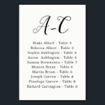 Elegant Calligraphy Wedding Guest by Last Name Table Number<br><div class="desc">Customize the title for last name table assignments. Customize the text by changing font and size,  as well as the background color.</div>